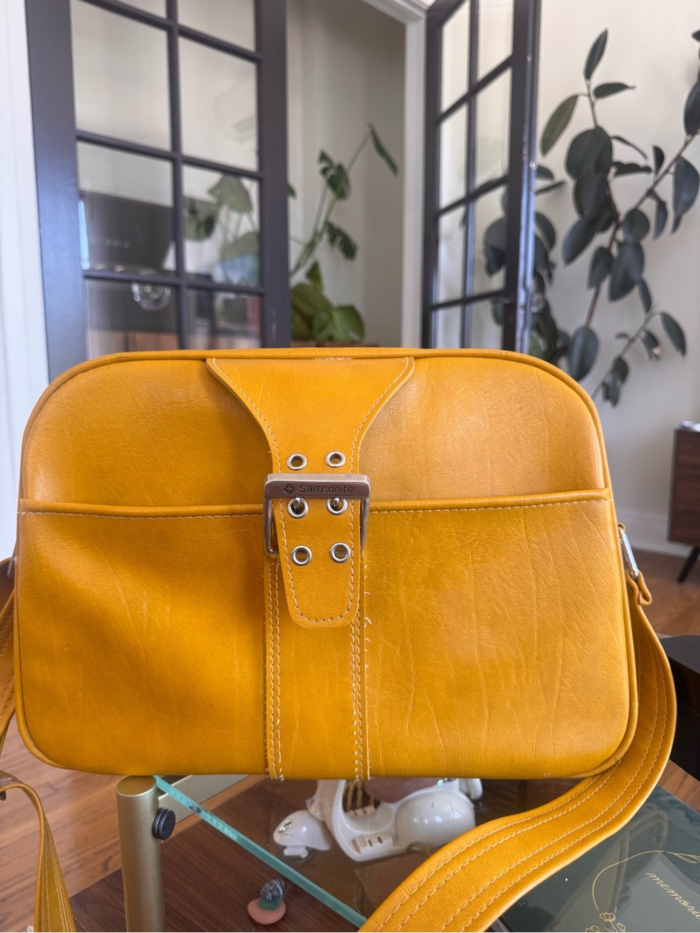 Vintage Samsonite Mustard Yellow Crossbody Travel Bag